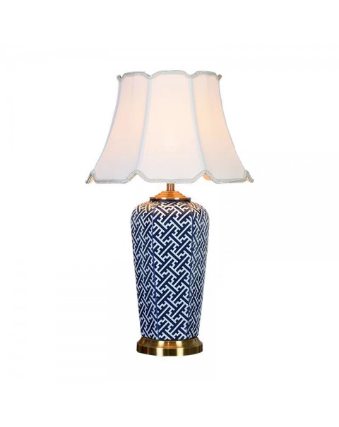 Full copper American Chinese ceramic table lamp living room bedroom bedside lamp decorative lamp creative lattice cymbidium hotel table lamps