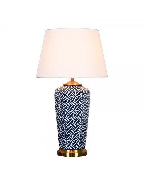 Full copper American Chinese ceramic table lamp living room bedroom bedside lamp decorative lamp creative lattice cymbidium hotel table lamps