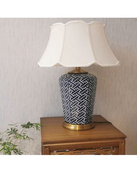 Full copper American Chinese ceramic table lamp living room bedroom bedside lamp decorative lamp creative lattice cymbidium hotel table lamps