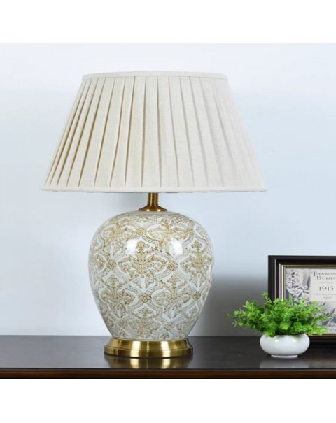  American retro ceramic table lamp villa living room large side table corner table lamp upscale study bedroom bedside lamp luxury