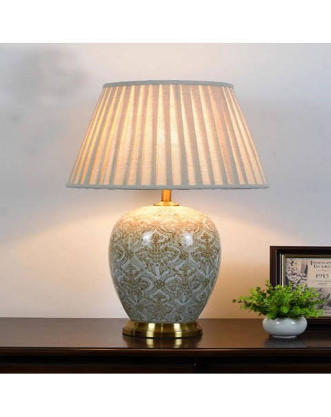  American retro ceramic table lamp villa living room large side table corner table lamp upscale study bedroom bedside lamp luxury