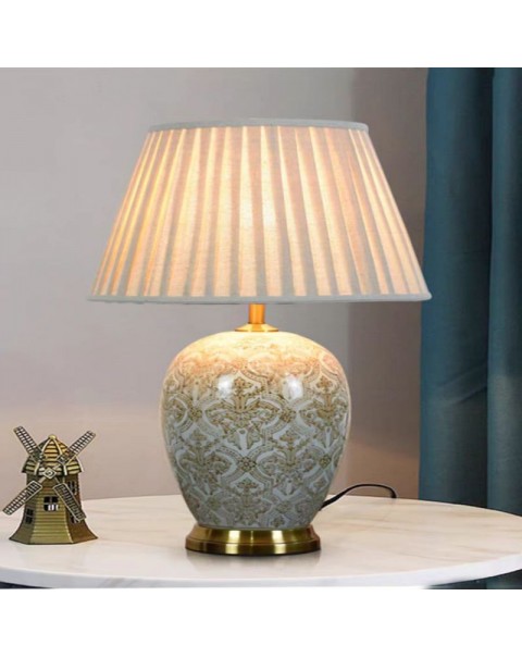  American retro ceramic table lamp villa living room large side table corner table lamp upscale study bedroom bedside lamp luxury