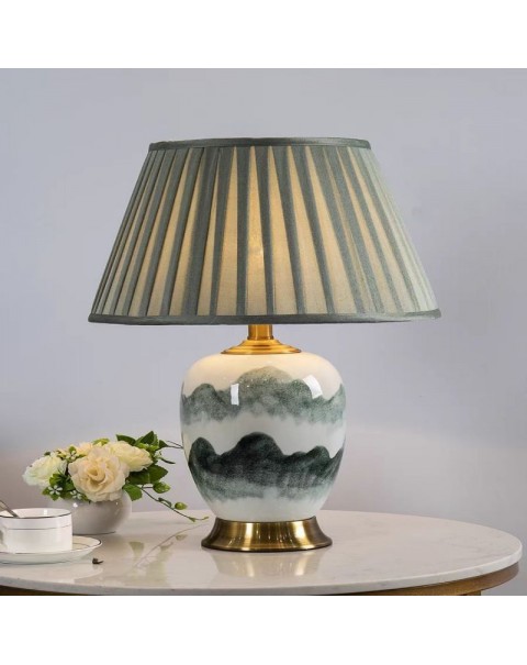 New Chinese ceramic table lamp living room retro kiln change upscale bedroom bedside lamp modern minimalist decorative landscape lamps and lanterns