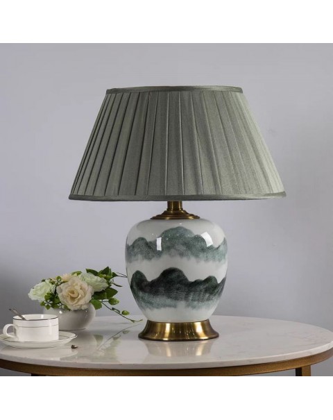 New Chinese ceramic table lamp living room retro kiln change upscale bedroom bedside lamp modern minimalist decorative landscape lamps and lanterns