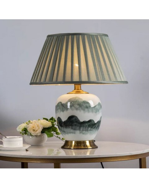 New Chinese ceramic table lamp living room retro kiln change upscale bedroom bedside lamp modern minimalist decorative landscape lamps and lanterns