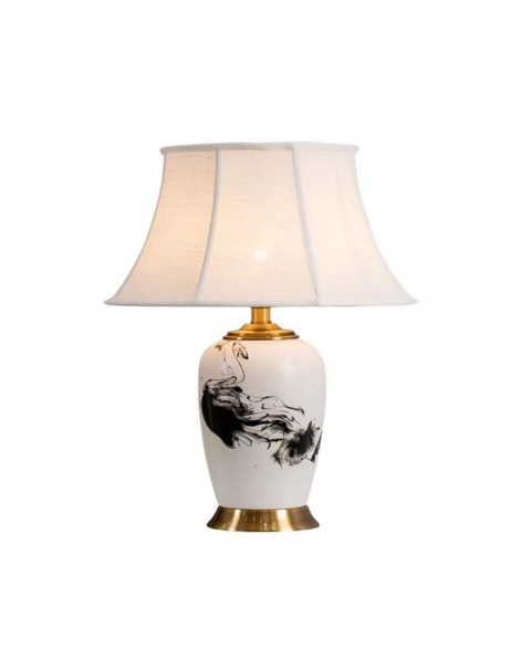 New Chinese hand-painted ceramic table lamp full copper bedroom nightstand lamp living room side table hotel club lamp simple modern