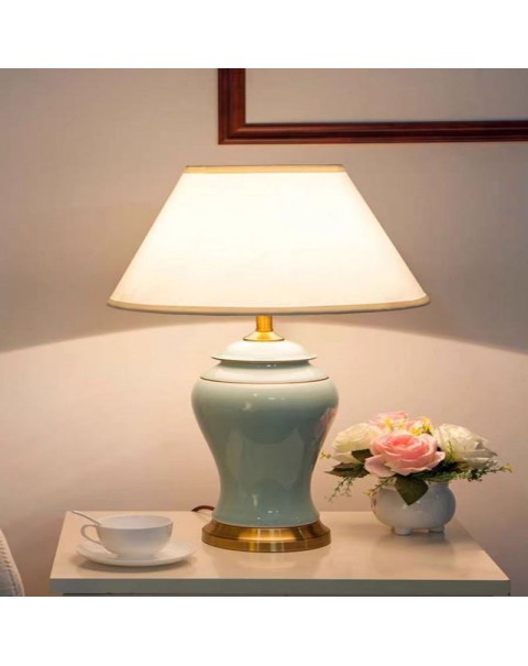 American simple modern Jingdezhen ceramic table lamp living room bedroom bedside lamp European hotel model room lighting