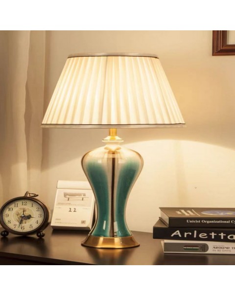 High-grade Jingdezhen kiln change retro ceramic table lamp Mediterranean style simple bedside lamp bedroom study decorative lamps