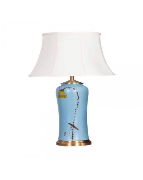 Modern new Chinese high-grade hand-painted ceramic table lamp living room decorative lamp bedroom nightstand table lamp wedding hotel lights