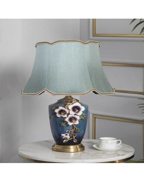 American light luxury living room copper enamel ceramic table lamp European Chinese modern fashion warm bedroom bedside lamps