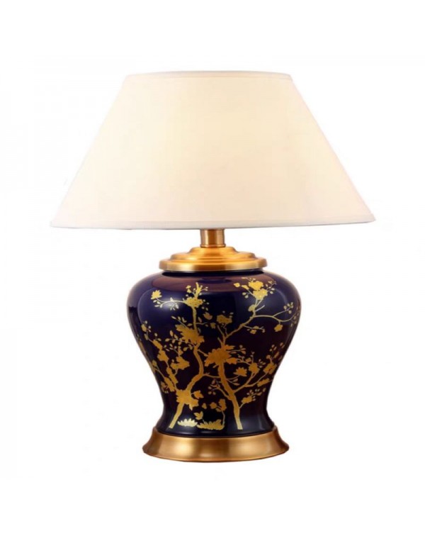 New Chinese-style copper ceramic table lamp living...