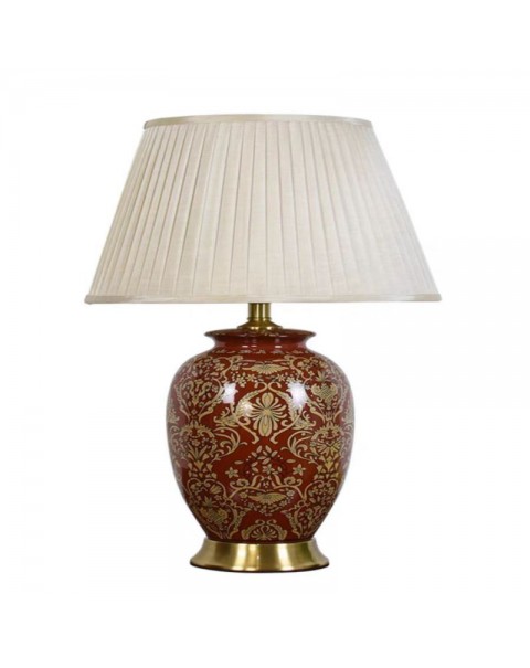 American retro ceramic table lamp red living room large side table corner table lamp upscale modern bedroom bedside lamp luxury