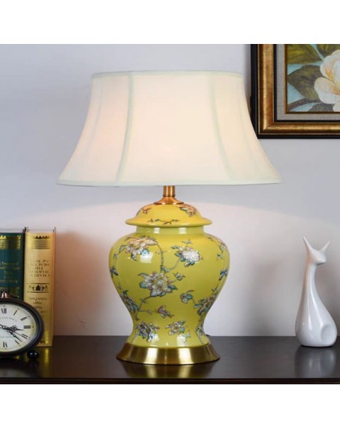 American brass living room table lamp ceramic hand-painted flowers bedroom nightstand lamp Chinese retro desk decorative lamp modern