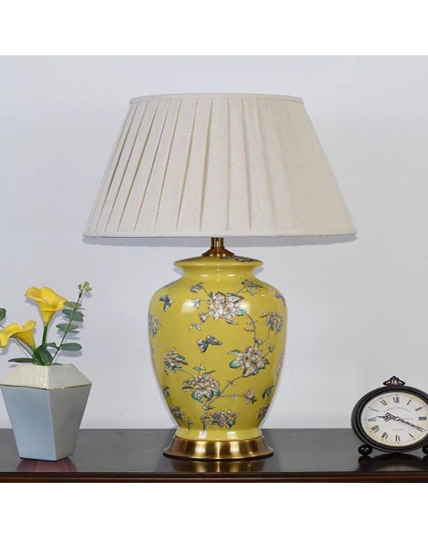 American retro hand-painted copper ceramic table lamp living room bedroom nightstand decorative lamp creative Chinese hotel table lamps