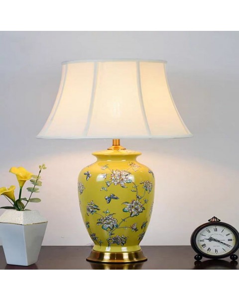 American retro hand-painted copper ceramic table lamp living room bedroom nightstand decorative lamp creative Chinese hotel table lamps