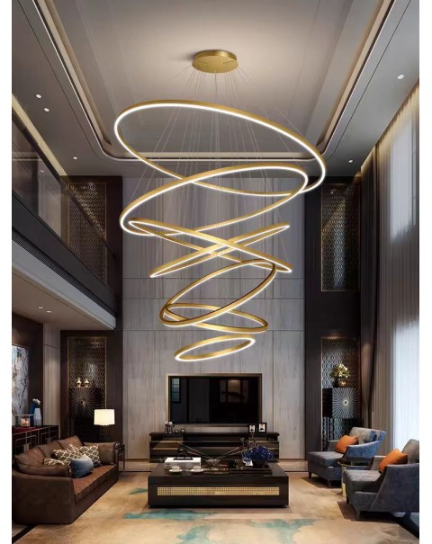 Duplex large chandelier hollow living room chandelier villa staircase lights light luxury leaping high building in the building hall chandelier