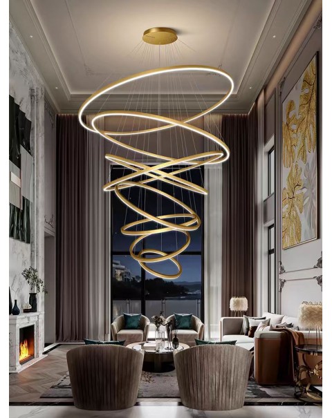 Duplex large chandelier hollow living room chandelier villa staircase lights light luxury leaping high building in the building hall chandelier