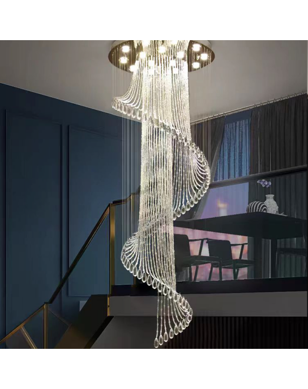 Duplex staircase chandelier long chandelier modern...