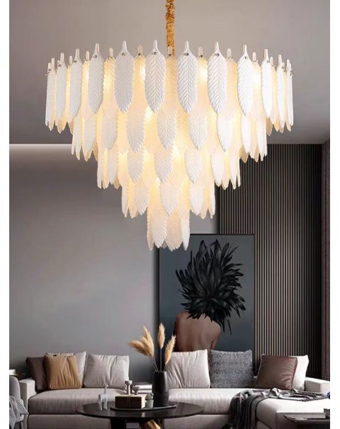 Copper post-modern Hong Kong-style light luxury crystal chandelier simple atmosphere villa living room chandelier home dining room chandelier