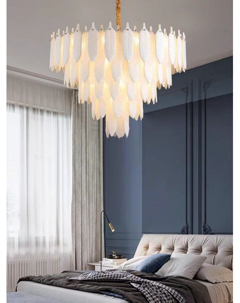 Copper post-modern Hong Kong-style light luxury crystal chandelier simple atmosphere villa living room chandelier home dining room chandelier