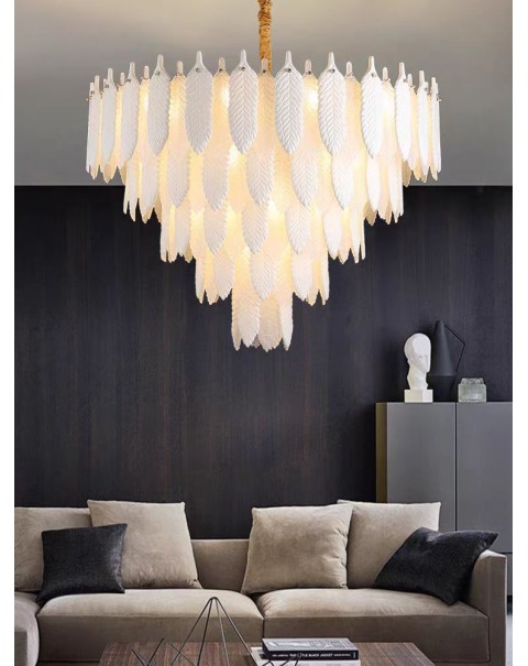 Copper post-modern Hong Kong-style light luxury crystal chandelier simple atmosphere villa living room chandelier home dining room chandelier