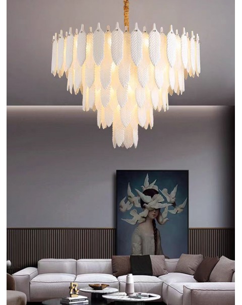 Copper post-modern Hong Kong-style light luxury crystal chandelier simple atmosphere villa living room chandelier home dining room chandelier