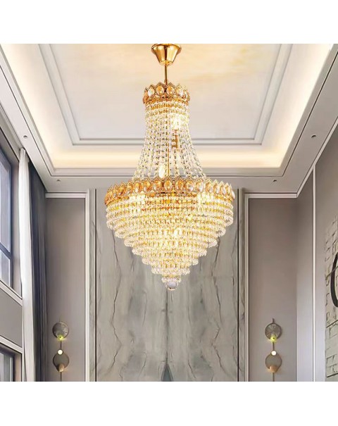 European light luxury crystal chandelier fashion luxury atmosphere restaurant chandelier hotel villa duplex living room large chandelier