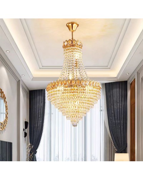 European light luxury crystal chandelier fashion luxury atmosphere restaurant chandelier hotel villa duplex living room large chandelier