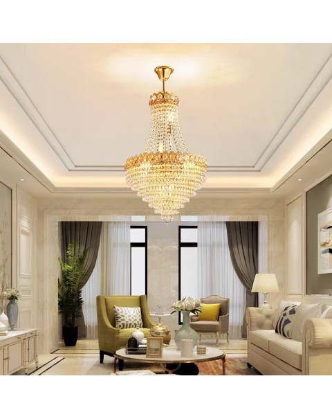 European light luxury crystal chandelier fashion luxury atmosphere restaurant chandelier hotel villa duplex living room large chandelier