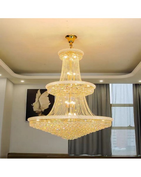 European crystal chandelier living room lamp hollow hall chandelier luxury atmosphere duplex villa hotel staircase lamps and lanterns