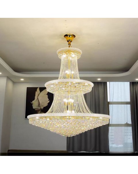 European crystal chandelier living room lamp hollow hall chandelier luxury atmosphere duplex villa hotel staircase lamps and lanterns