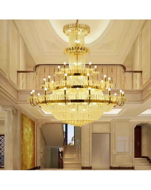 Duplex hollow leap candle crystal lamp luxury hotel lobby lights modern light luxury villa rotating staircase lights