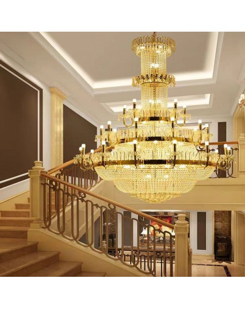 Duplex hollow leap candle crystal lamp luxury hotel lobby lights modern light luxury villa rotating staircase lights