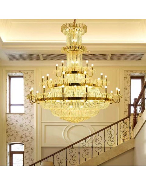 Duplex hollow leap candle crystal lamp luxury hotel lobby lights modern light luxury villa rotating staircase lights