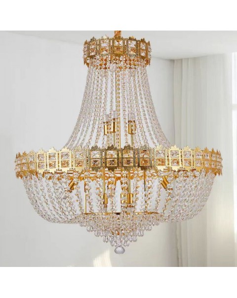 Light luxury living room crystal chandelier modern European style dining room atmosphere study bedroom lamp retro staircase corridor aisle light