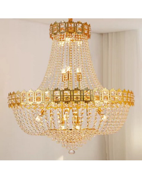 Light luxury living room crystal chandelier modern European style dining room atmosphere study bedroom lamp retro staircase corridor aisle light