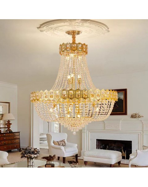 Light luxury living room crystal chandelier modern European style dining room atmosphere study bedroom lamp retro staircase corridor aisle light