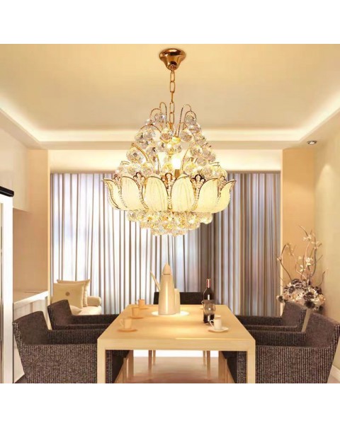 European crystal chandelier gold dining room light round LED bedroom chandelier dining room chandelier study room chandelier living room light