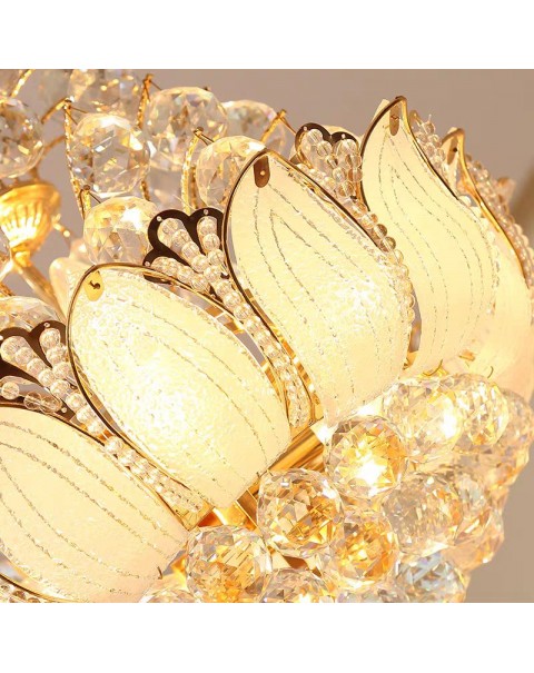 European crystal chandelier gold dining room light round LED bedroom chandelier dining room chandelier study room chandelier living room light