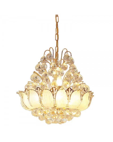 European crystal chandelier gold dining room light round LED bedroom chandelier dining room chandelier study room chandelier living room light