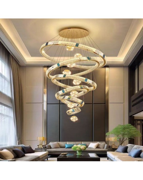 Post-modern building in a building hollow chandelier loft apartment duplex atmosphere light luxury crystal Nordic wind chandelier