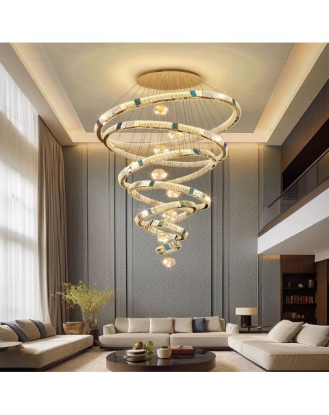 Post-modern building in a building hollow chandelier loft apartment duplex atmosphere light luxury crystal Nordic wind chandelier