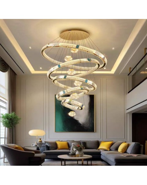 Post-modern building in a building hollow chandelier loft apartment duplex atmosphere light luxury crystal Nordic wind chandelier