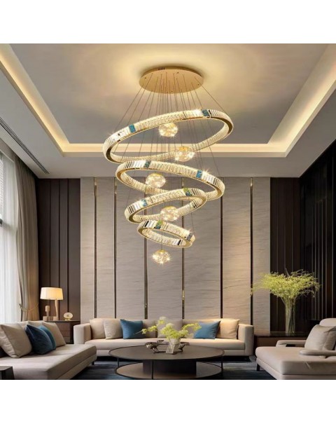 Post-modern building in a building hollow chandelier loft apartment duplex atmosphere light luxury crystal Nordic wind chandelier