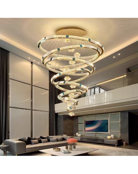 Post-modern building in a building hollow chandelier loft apartment duplex atmosphere light luxury crystal Nordic wind chandelier