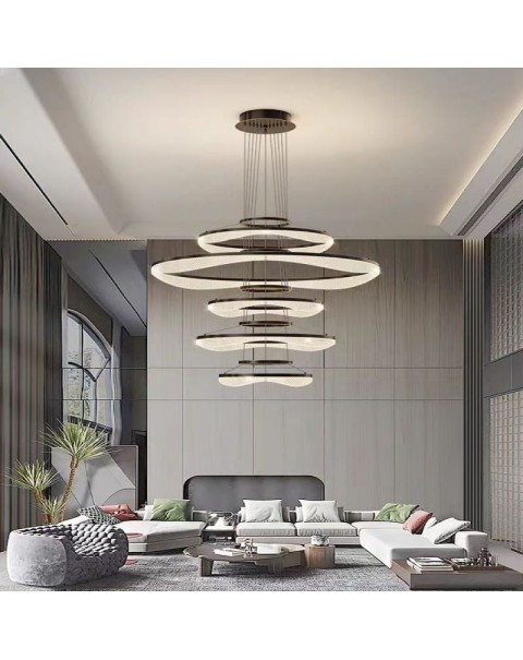 All-brass duplex large chandelier modern luxury high staircase chandelier high-end atmosphere villa hollow living room chandelier