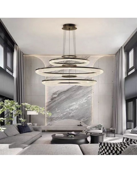 All-brass duplex large chandelier modern luxury high staircase chandelier high-end atmosphere villa hollow living room chandelier