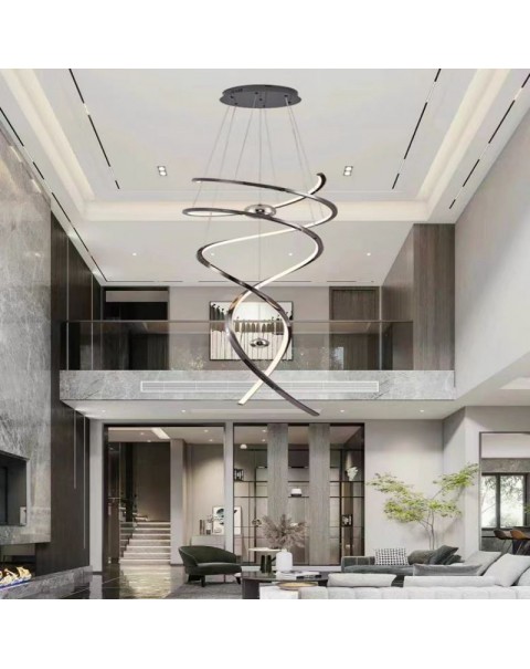 Duplex staircase chandelier designer villa long chandelier stainless steel showroom sales department high ceiling living room lobby chandelier