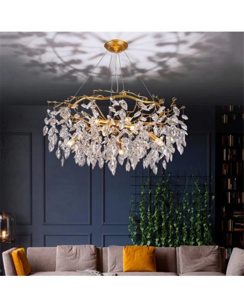 Crystal chandelier light luxury atmosphere American living room bedroom study dining room French gold creative personality retro lighting