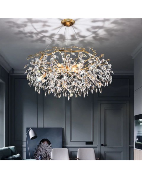 Crystal chandelier light luxury atmosphere American living room bedroom study dining room French gold creative personality retro lighting